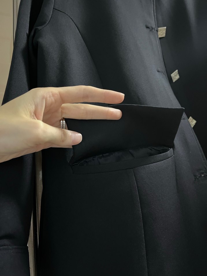 Düğmeli Siyah Kadın Ceket - Görsel 3