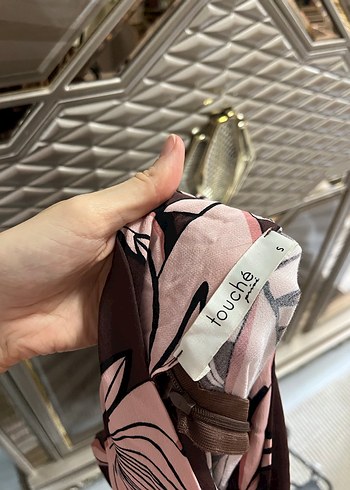 Kahverengi Çiçek Desenli Uzun Kadın Elbise - Görsel 4