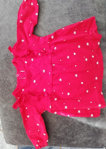 Uzun Kollu kırmızı Kız Çocuk Elbisesi - Görsel 3