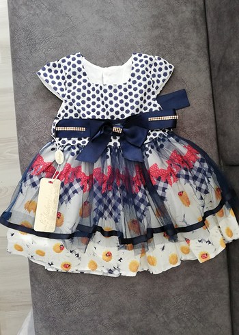 Beyaz Renkli Çiçek Desenli Kız Elbisesi - Görsel 2