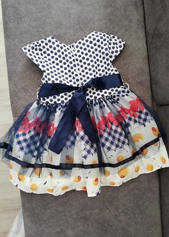 Beyaz Renkli Çiçek Desenli Kız Elbisesi - Görsel 3