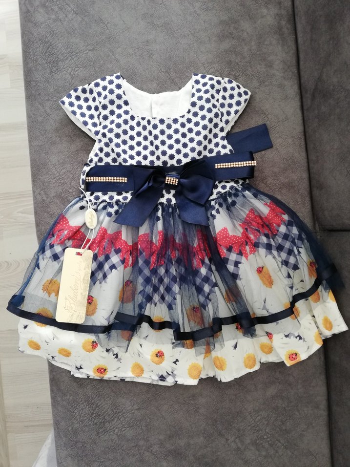 Beyaz Renkli Çiçek Desenli Kız Elbisesi - Görsel 2