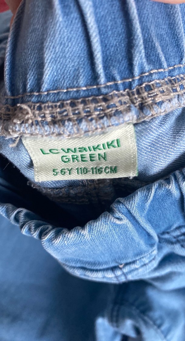 Kız Çocuk Gri Yıldız Detaylı Kot Pantolon - Görsel 3