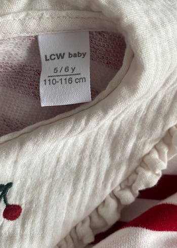 Kız Çocuk Kırmızı Çizgili Fırfırlı Elbise - Görsel 3