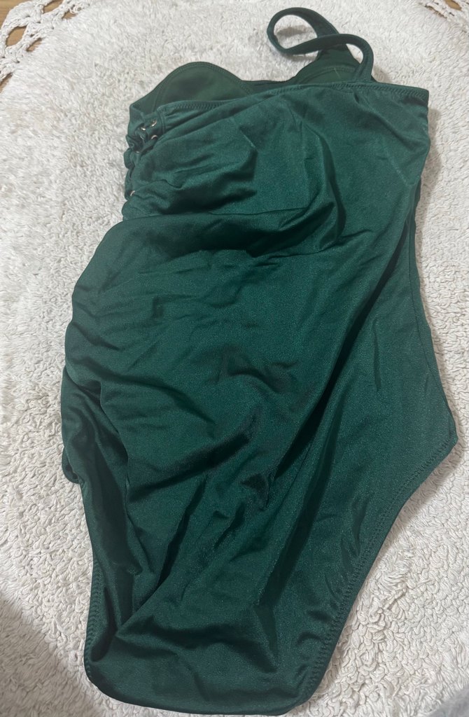 Yeşil Drapeli İnce Askılı Mayo - Görsel 2