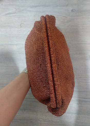 Tasarımcı Kahverengi Örgü Kadın Clutch Çanta