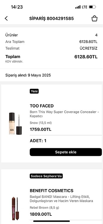 Beden Renk Too faced kapatıcı orijinal