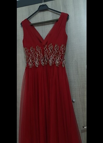 38 Beden bordo Renk Abiye elbise