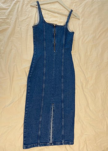 m Beden lacivert Renk Lacivert Uzun Denim Elbise