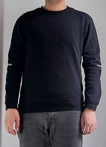 Defacto Fit Siyah Polarlı Sweatshirt