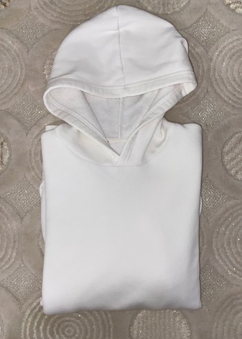 Beyaz Kapüşonlu Sweatshirt