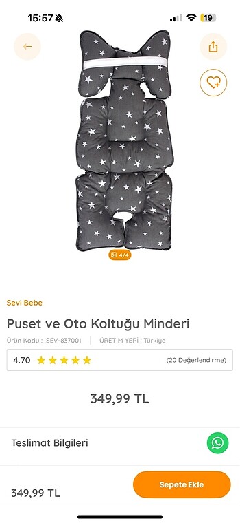 Puset ve bebek arabası minderi
