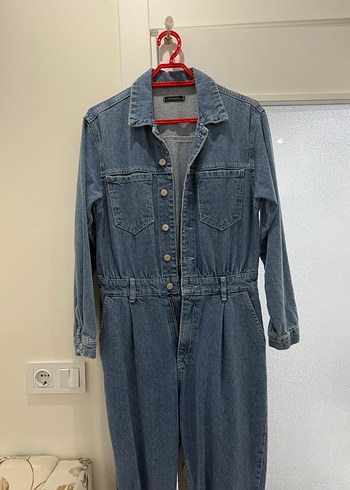 m Beden Kadın Denim Uzun Kollu Tulum