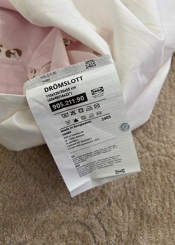 Bebek Pamuklu Pembe Desenli Yastık Kılıfı - Görsel 3