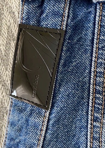 Düğmeli Mavi Kadın Kot Pantolon - Görsel 8