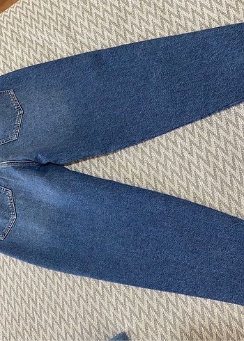 Düğmeli Mavi Kadın Kot Pantolon - Görsel 7