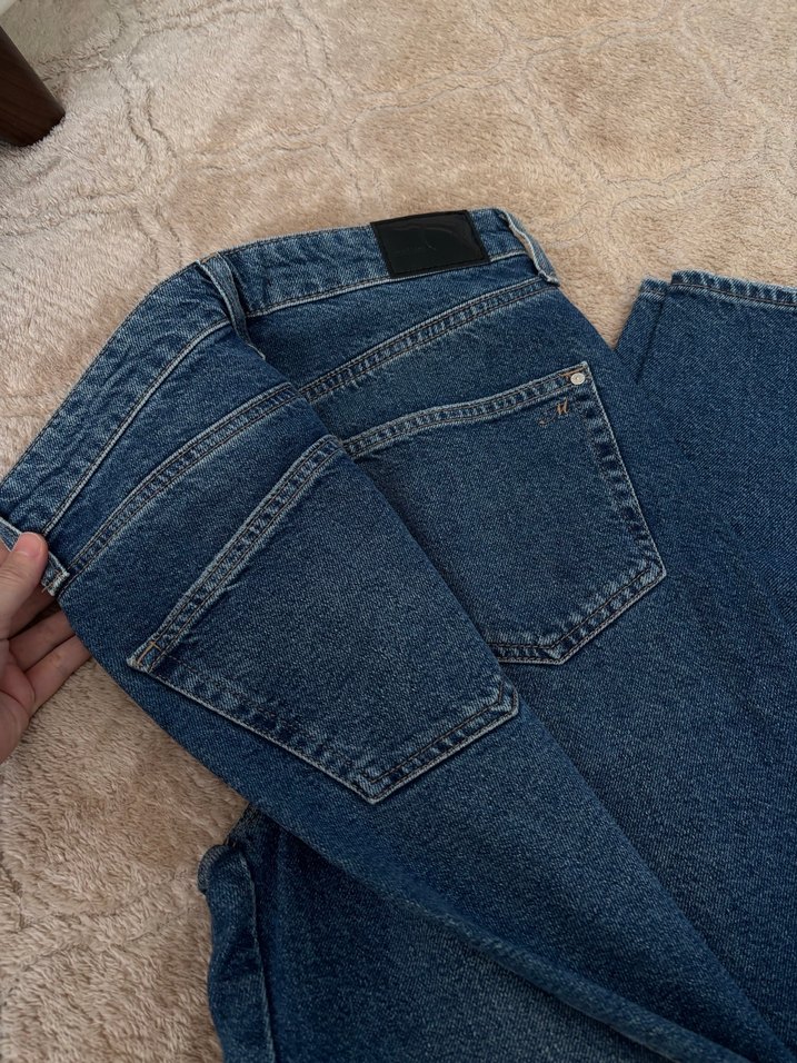 Düğmeli Mavi Kadın Kot Pantolon - Görsel 3