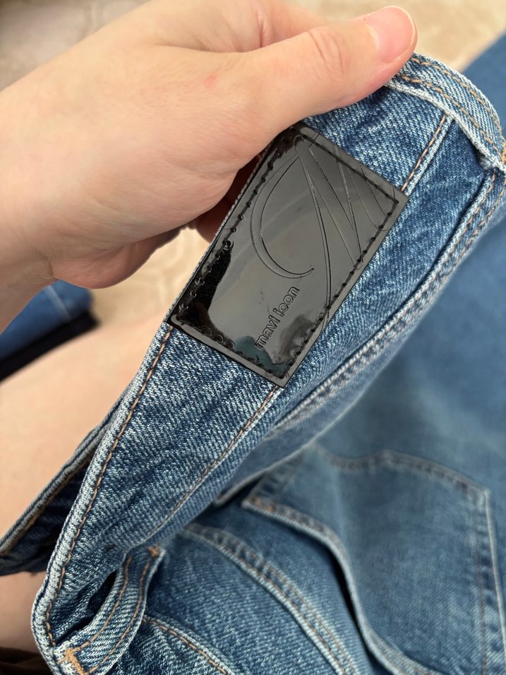 Düğmeli Mavi Kadın Kot Pantolon - Görsel 2