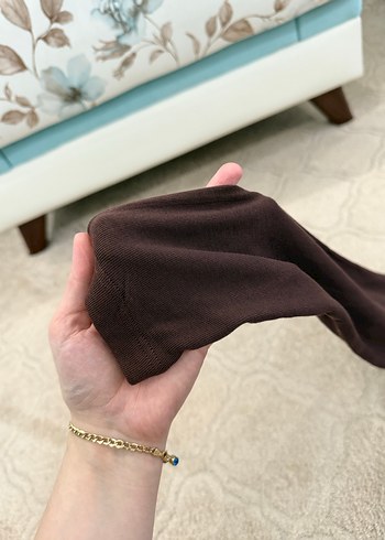 Kahverengi Deri Kayık Yaka Kadın Bluz - Görsel 4