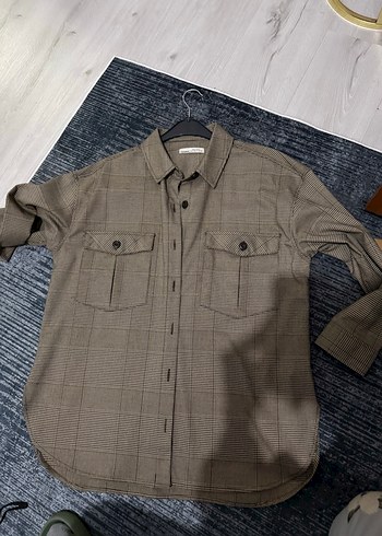 Düğmeli Kahverengi Gömlek - Görsel 6