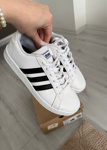 Beyaz Siyah Çizgili Kadın Sneakers - Görsel 6