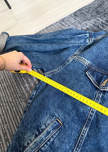 Kadın Mavi Düğmeli Bol Kesim Denim Ceket - Görsel 6