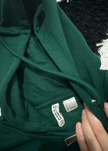 Kadın Yeşil Fermuarlı Kapüşonlu Sweatshirt - Görsel 2