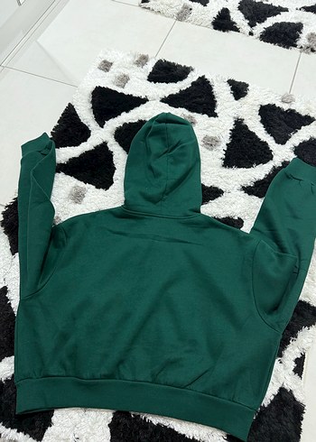 Kadın Yeşil Fermuarlı Kapüşonlu Sweatshirt - Görsel 3