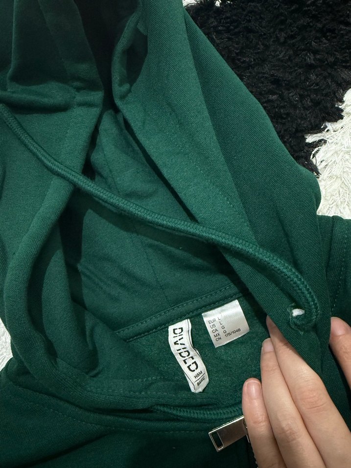 Kadın Yeşil Fermuarlı Kapüşonlu Sweatshirt - Görsel 2