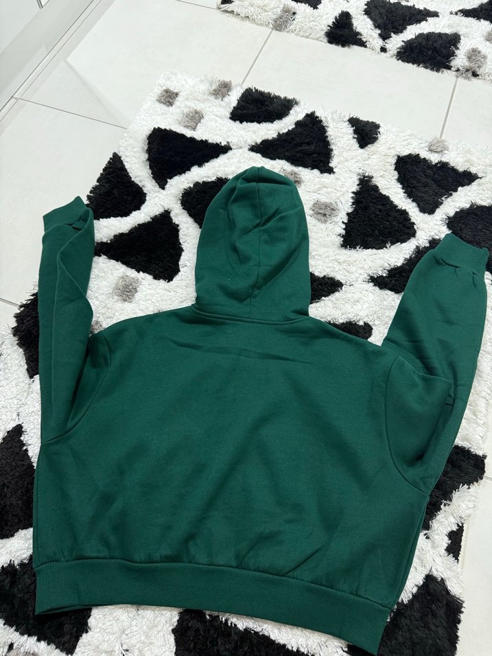 Kadın Yeşil Fermuarlı Kapüşonlu Sweatshirt - Görsel 3