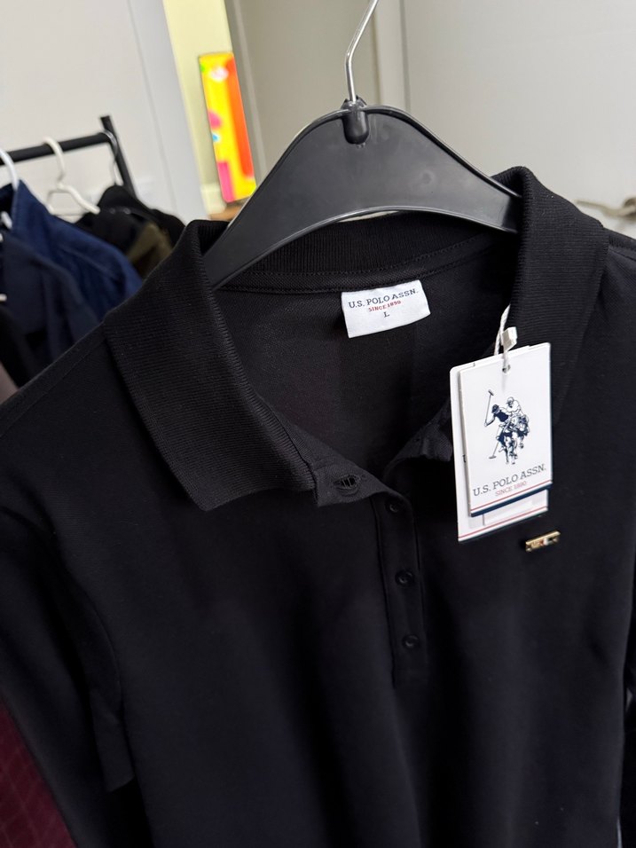 Uzun Kollu Siyah Polo Yaka Erkek Tişört - Görsel 3