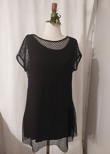 Dantel Detaylı Siyah Kadın Triko Elbise - Görsel 2