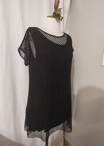 Dantel Detaylı Siyah Kadın Triko Elbise - Görsel 3
