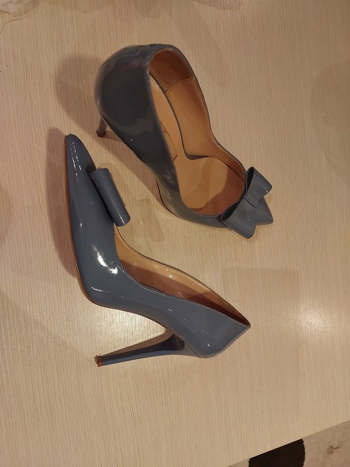 Gri Stiletto Topuklu Kadın Ayakkabı - Görsel 4