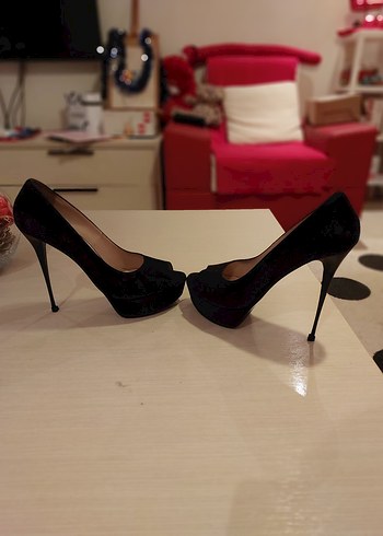 Siyah Parlak Rugan Platform Topuklu Stiletto - Görsel 3