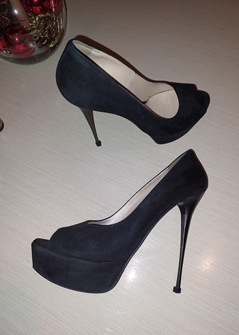 Siyah Parlak Rugan Platform Topuklu Stiletto - Görsel 4