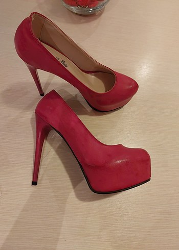 Parlak Pembe Yüksek Topuklu Stiletto - Görsel 4