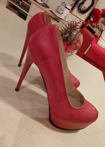 Parlak Pembe Yüksek Topuklu Stiletto - Görsel 3