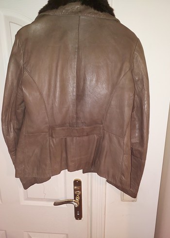 Kahverengi Kürklü Deri Kadın Ceket - Görsel 2