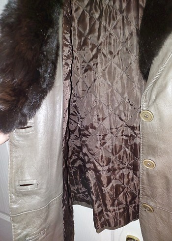 Kahverengi Kürklü Deri Kadın Ceket - Görsel 4