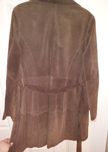 Kahverengi Süet Düğmeli Uzun Hamile Kabanı - Görsel 5