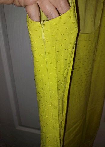 Sarı Kolsuz Hamile Midi Elbise - Görsel 3