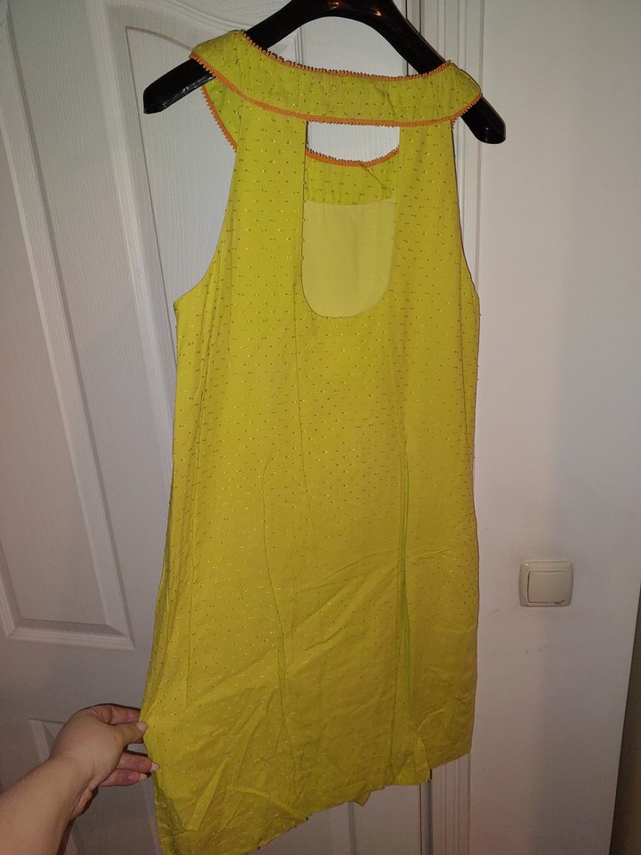 Sarı Kolsuz Hamile Midi Elbise - Görsel 4