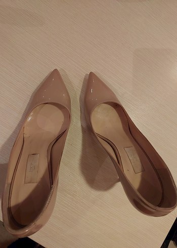 Bej Parlak Stiletto Topuklu Kadın Ayakkabı - Görsel 6