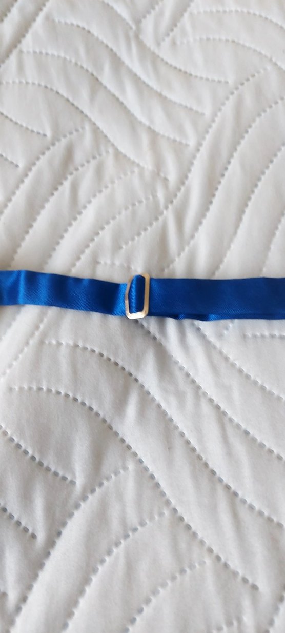 Mavi Örgü Kumaş Papyon - Görsel 5