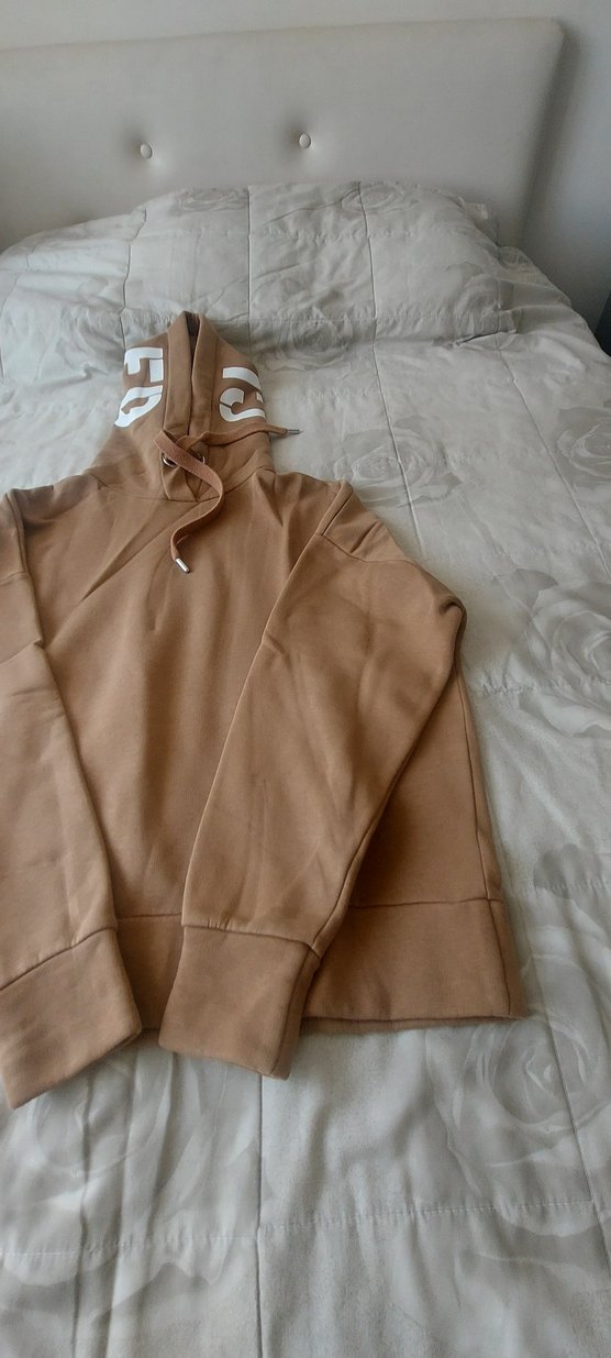 Bej Kapüşonlu Rahat Sweatshirt - Görsel 2