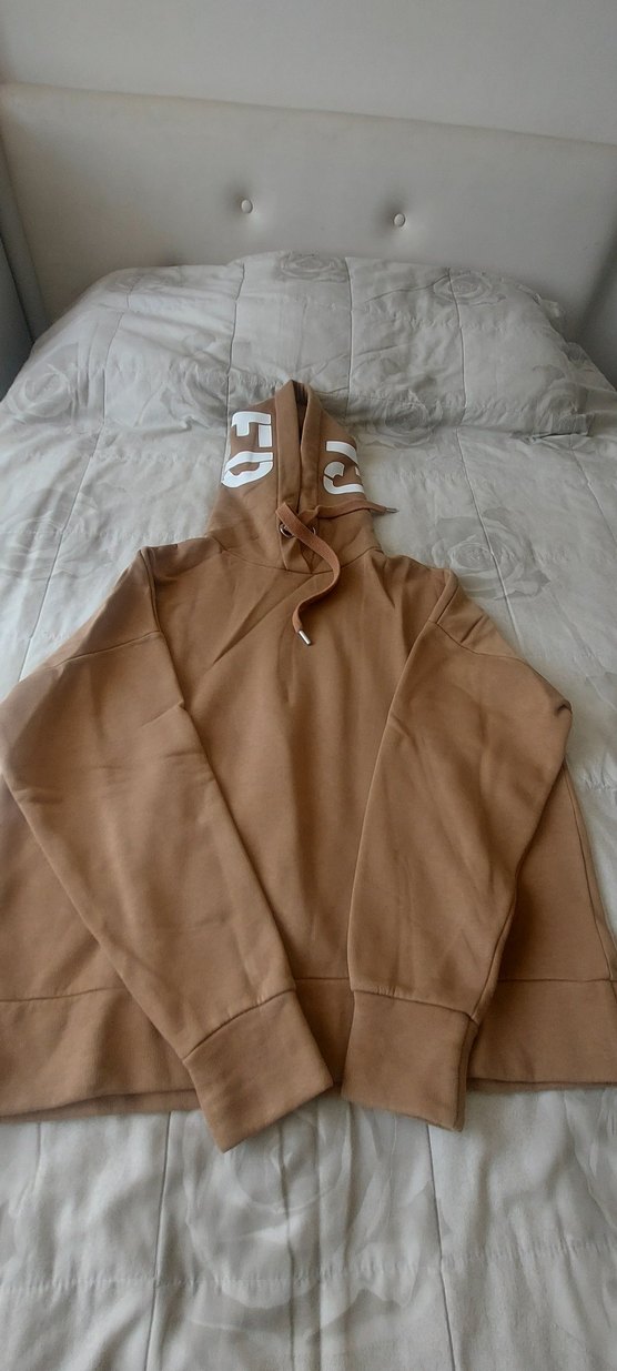 Bej Kapüşonlu Rahat Sweatshirt - Görsel 3