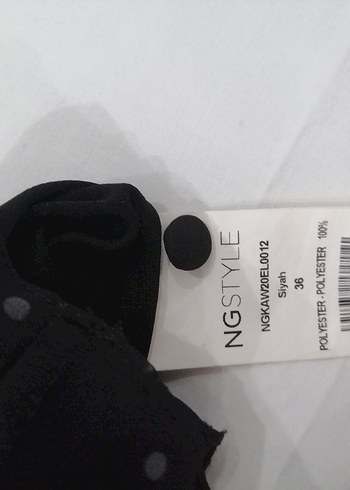 Siyah Puantiyeli V Yakalı Mini ifon Elbise - Görsel 6