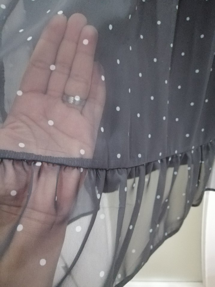 Siyah Puantiyeli V Yakalı Mini ifon Elbise - Görsel 2