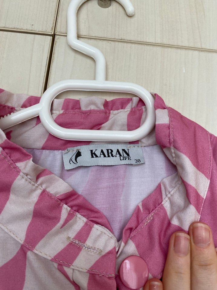 Pembe Zebra Desenli Uzun Kol  Elbise - Görsel 4